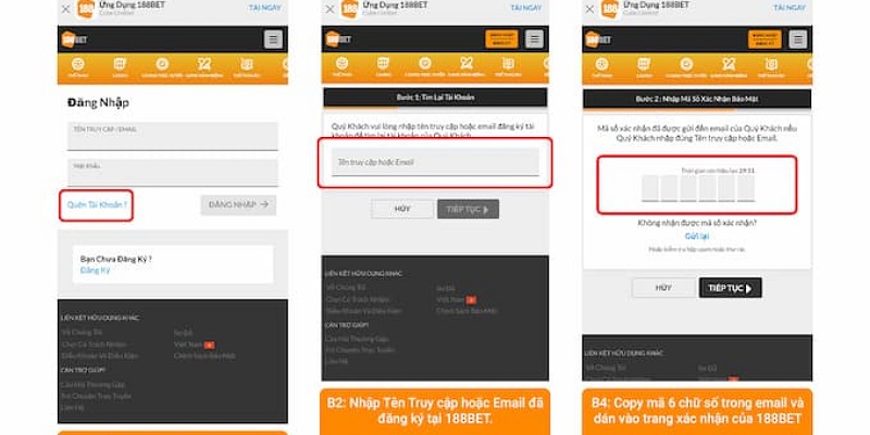Cách lấy lại tài khoản 188BET nhanh chóng, an toàn